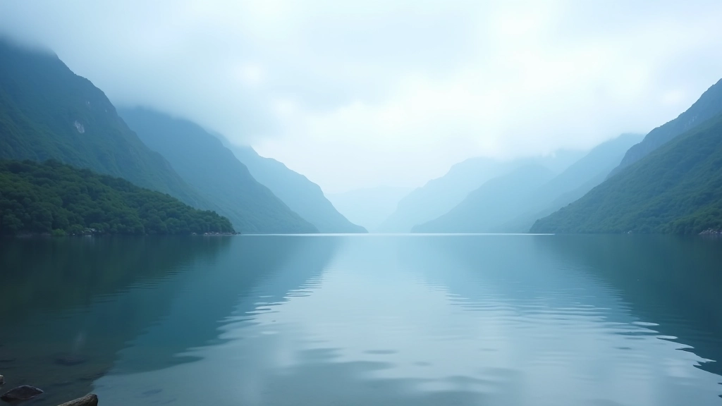 Vista panorámica del Lago Dos Bocas con montañas al fondo