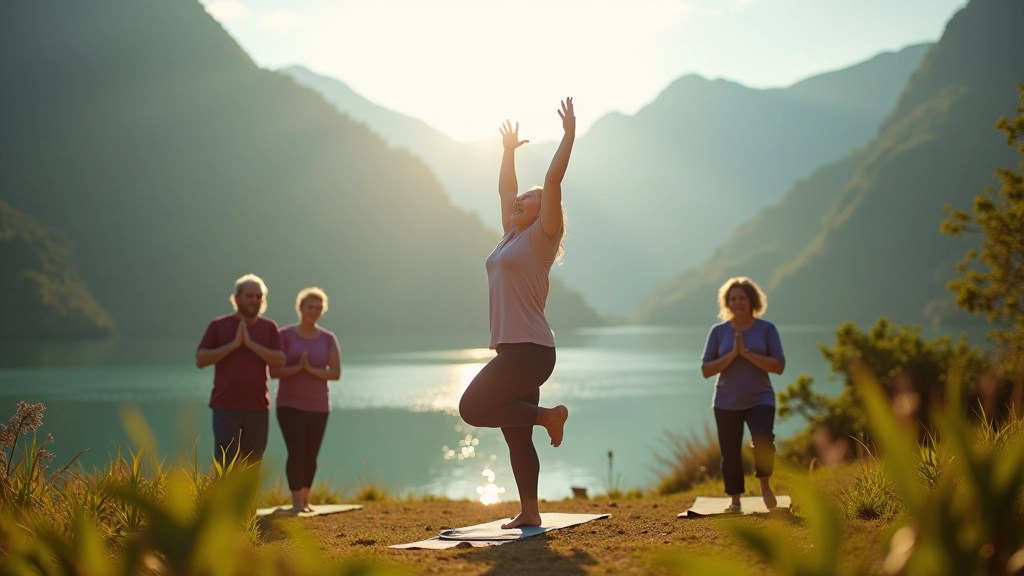 Instructor de yoga adaptado trabajando con grupo de jubilados
